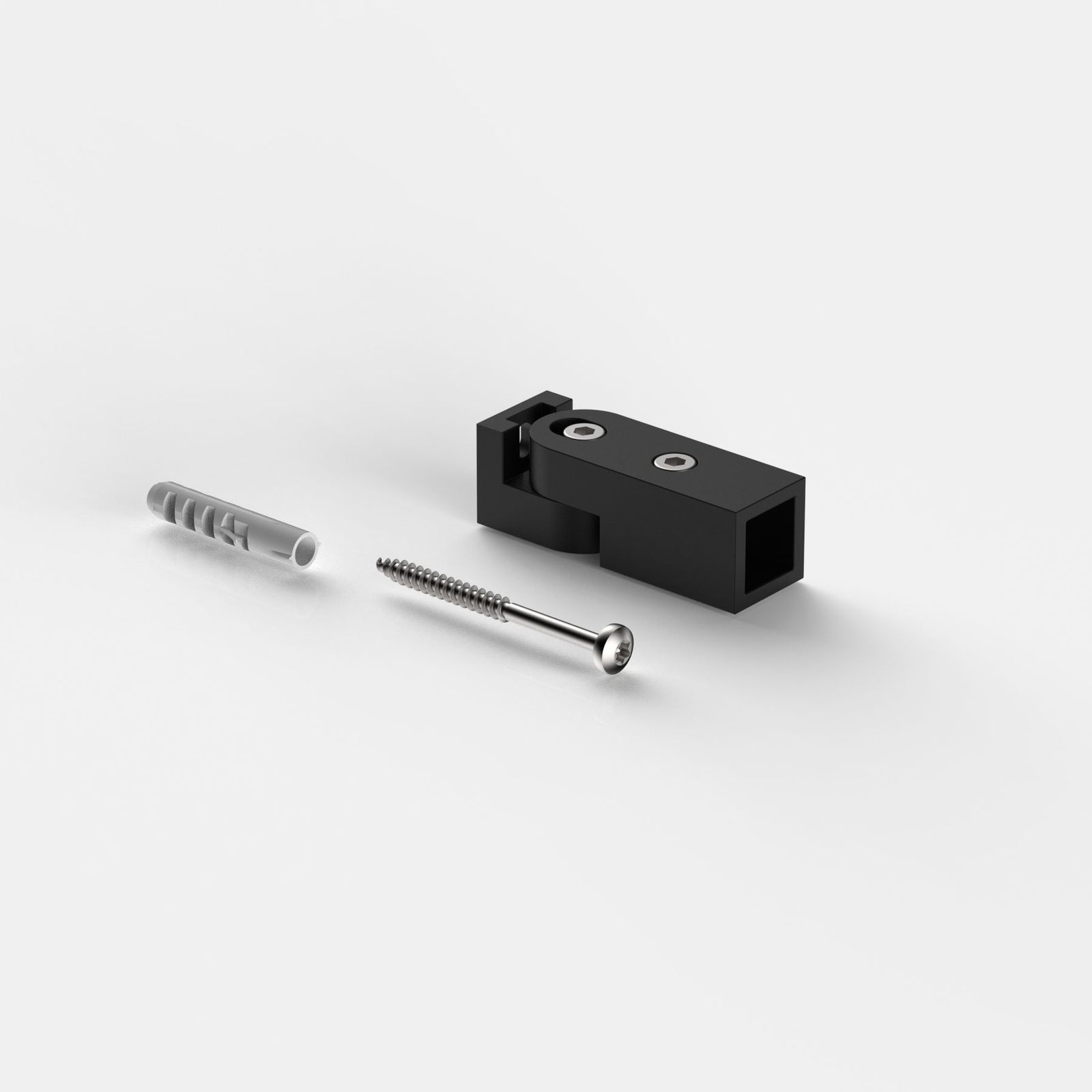 Wandhalter verstellbar für Stabistange eckig 15×15 mm, tiefschwarz matt