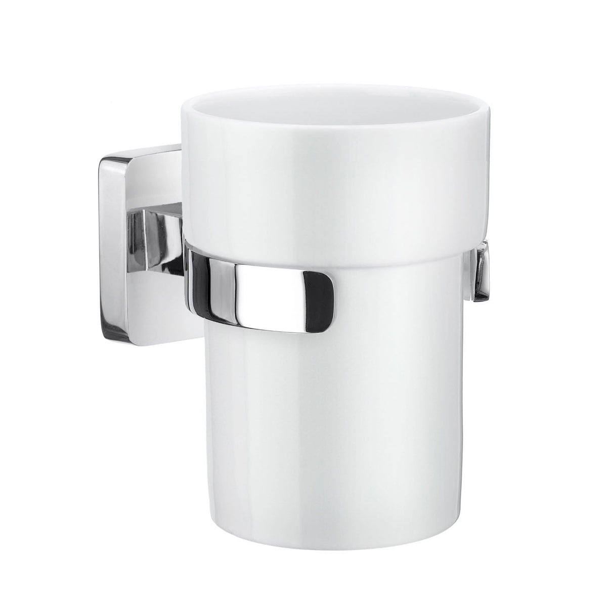 Smedbo ICE Halter mit Zahnputzbecher Porzellan Chrom poliert