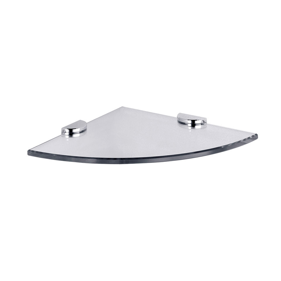 Eckablage 220 mm mit klarer Ablageplatte und verchromten Haltern