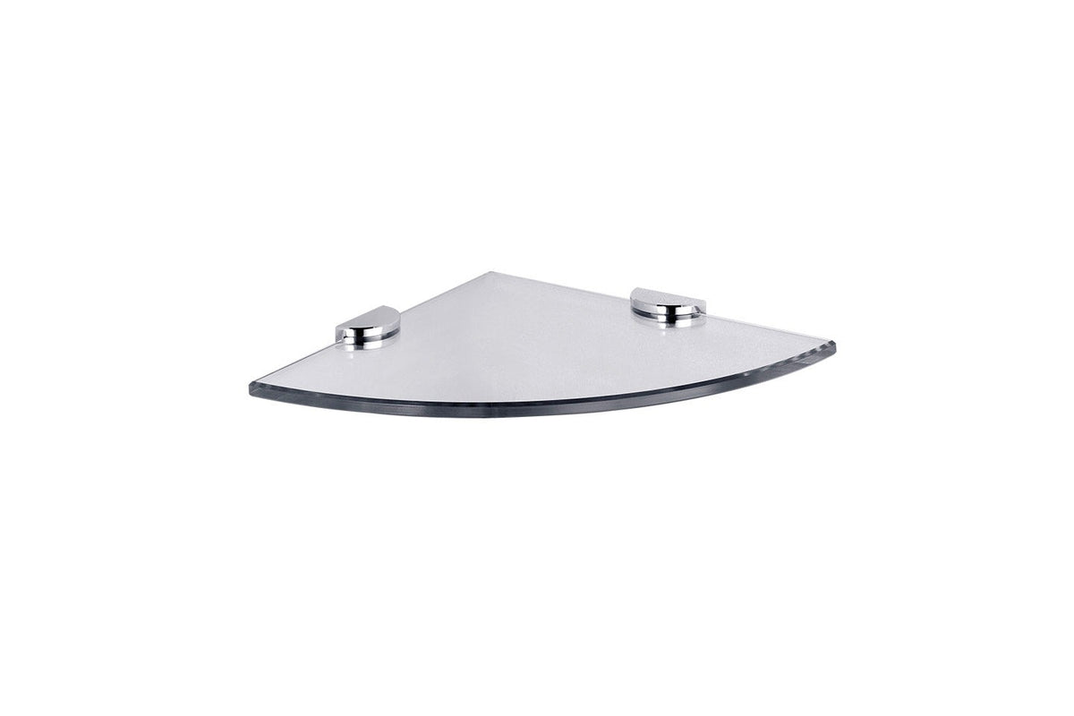 Eckablage 220 mm mit klarer Ablageplatte und verchromten Haltern