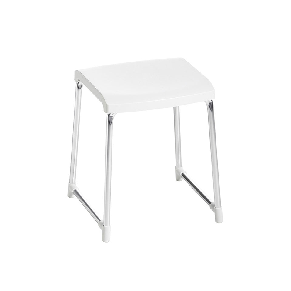 Dusch- und Badhocker mit weißer Sitzfläche