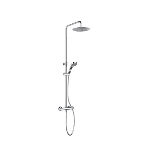 Brause-Set mit Thermostat-Mischbatterie, extraflache Regenbrause 250 mm und 5-fach Handbrause