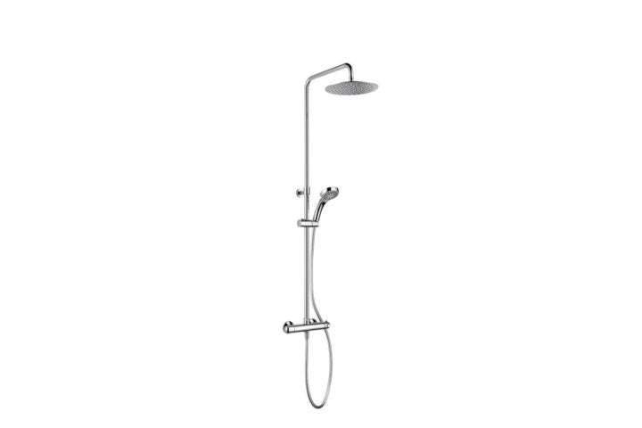 Brause-Set mit Thermostat-Mischbatterie, extraflache Regenbrause 250 mm und 5-fach Handbrause