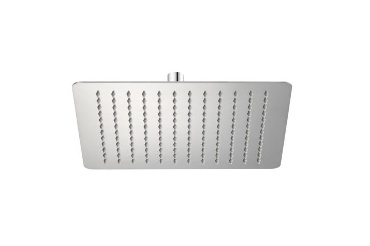 Eckige Regenbrause aus poliertem Edelstahl, extraflach 2 mm, 300 x 300 mm