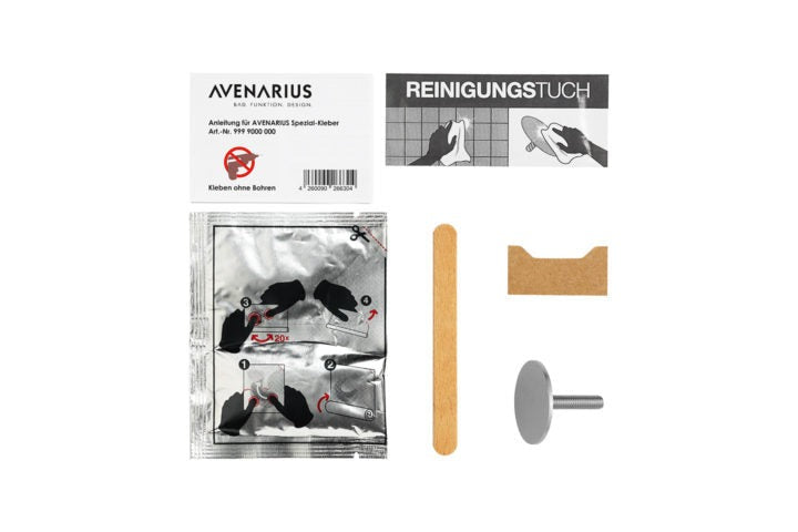 Wandbefestiger mit Spezialkleber für die Klebemontage