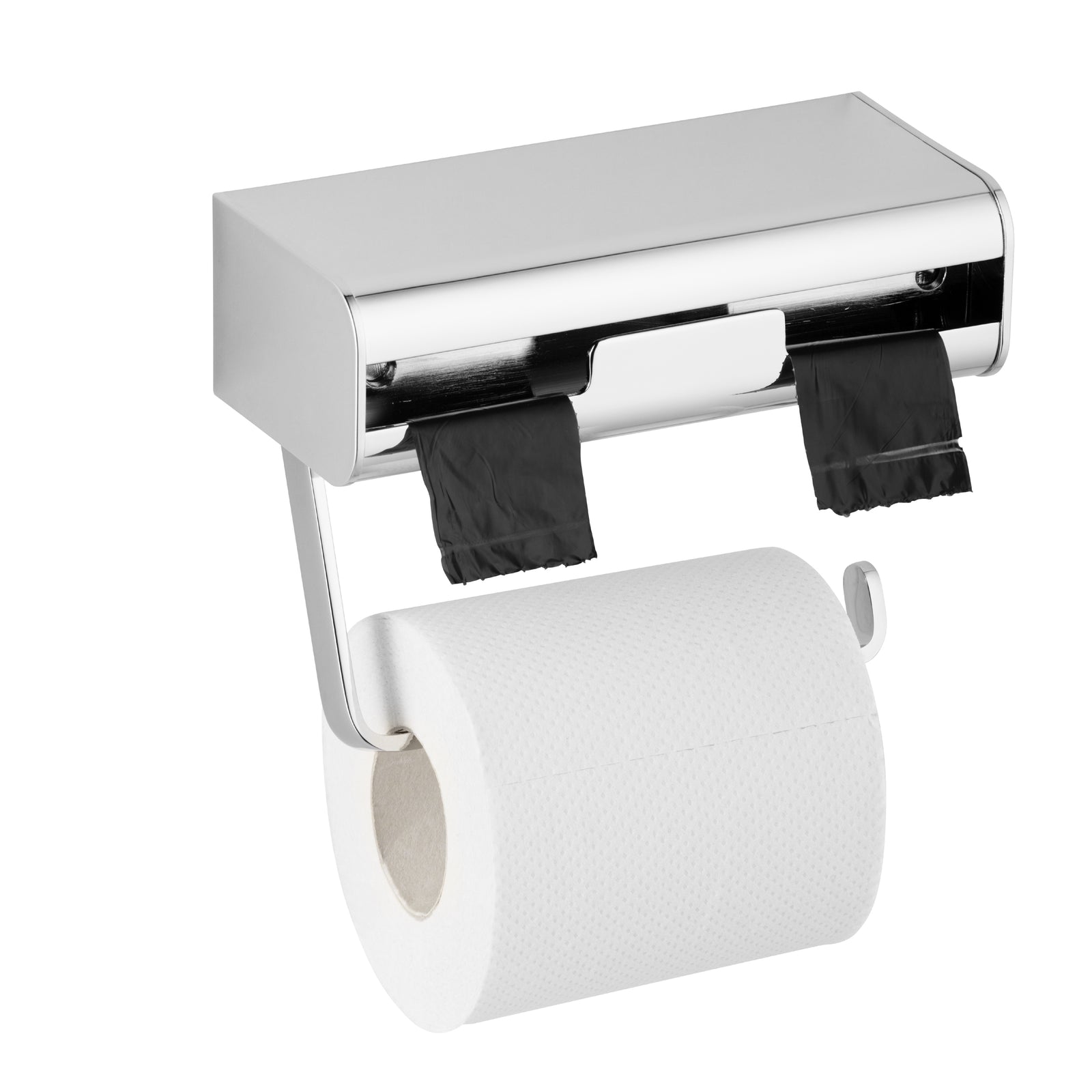 Hygienebeutelspender mit Papierhalter, mit Rolle und Beutel