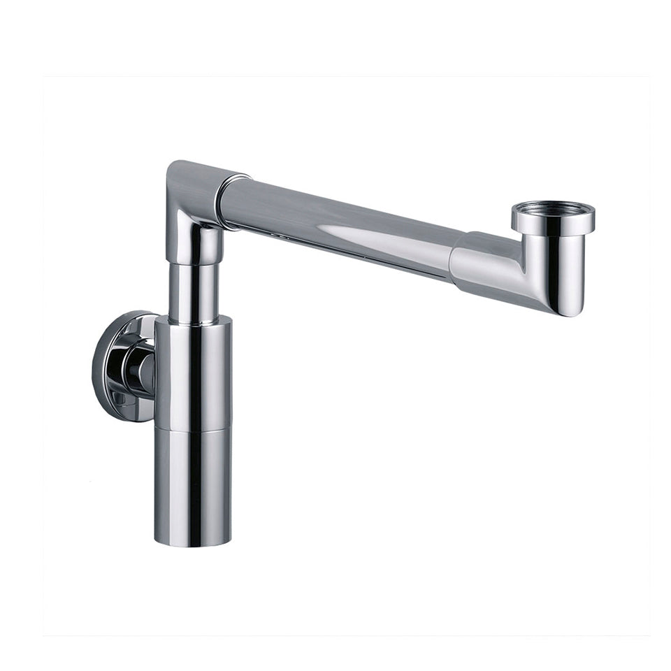 Flach-Aufputz-Siphon verchromt fuer das Waschbecken