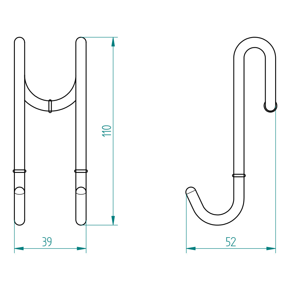 Halter für Duschabtrennung mit 2 Haken – für Glas bis 10 mm