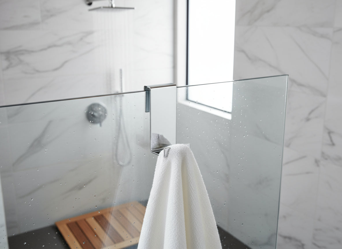 Halter für Duschabtrennung mit 2 Haken – passend für 6, 8 und 10 mm Glas