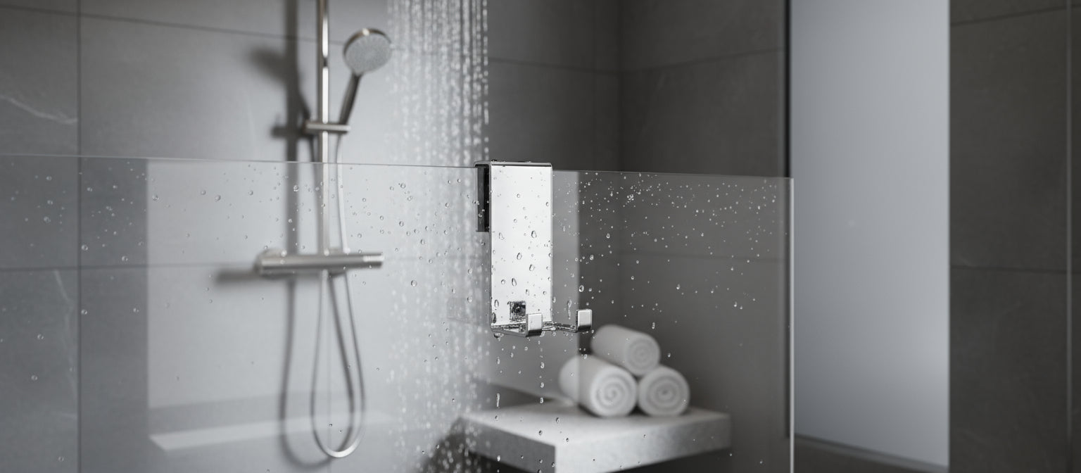 Halter für Duschabtrennung mit 2 Haken – passend für 6, 8 und 10 mm Glas