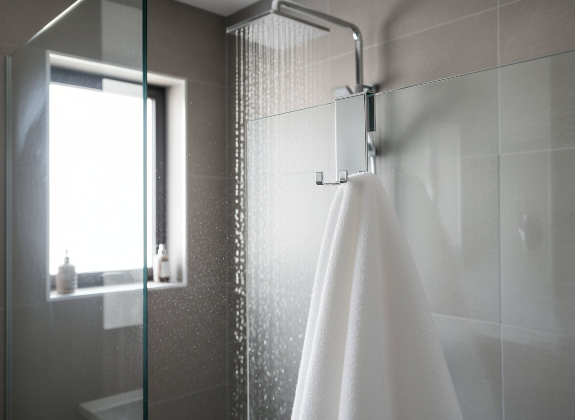 Halter für Duschabtrennung mit 2 Haken – passend für 6, 8 und 10 mm Glas