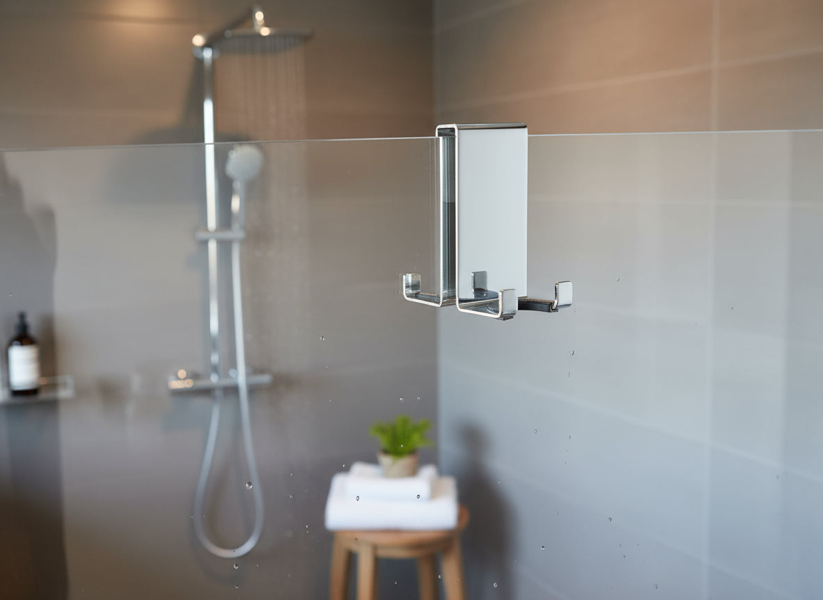 Halter für Duschabtrennung mit 4 Haken – passend für 6, 8 und 10 mm Glas