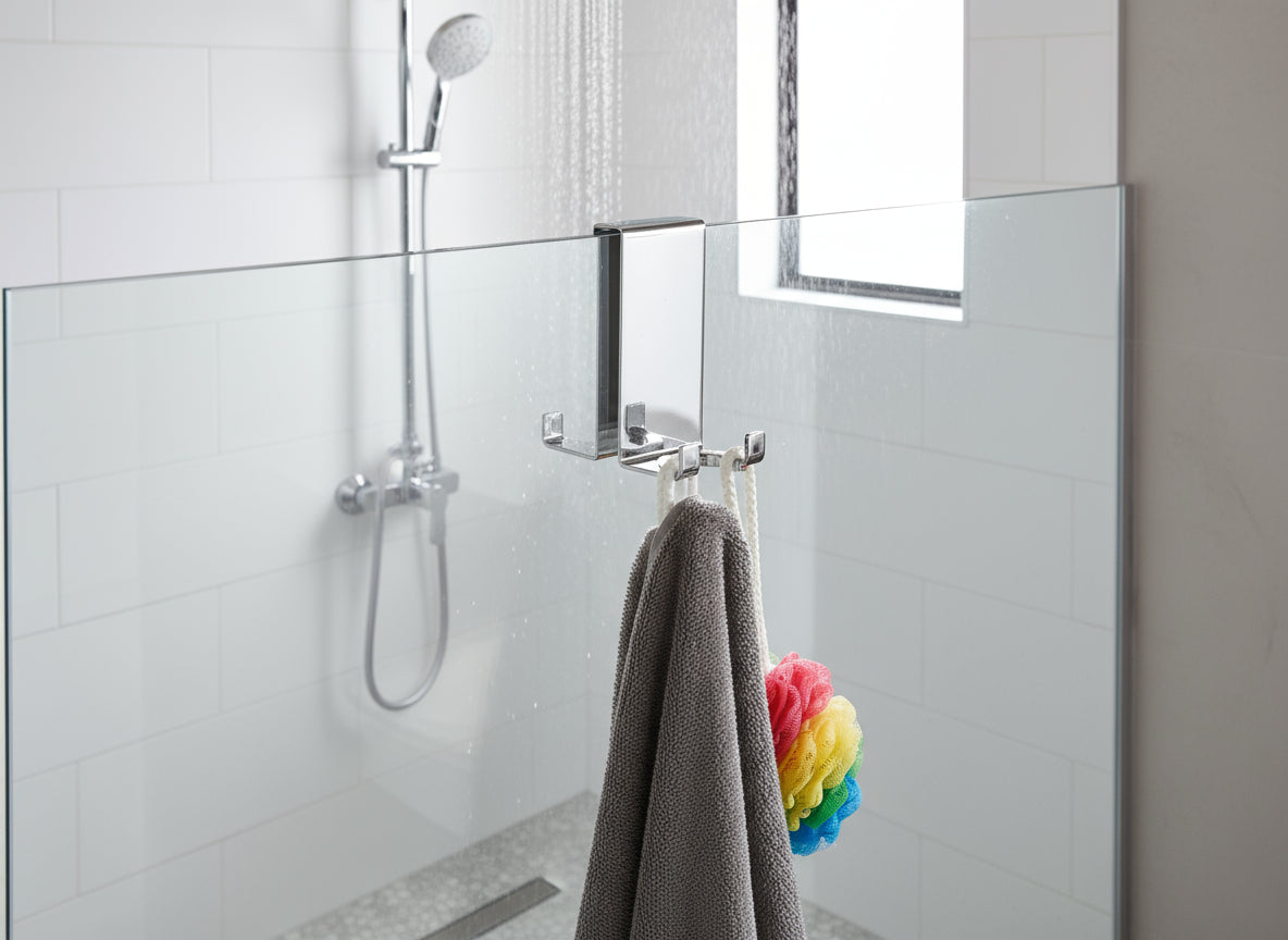 Halter für Duschabtrennung mit 4 Haken – passend für 6, 8 und 10 mm Glas