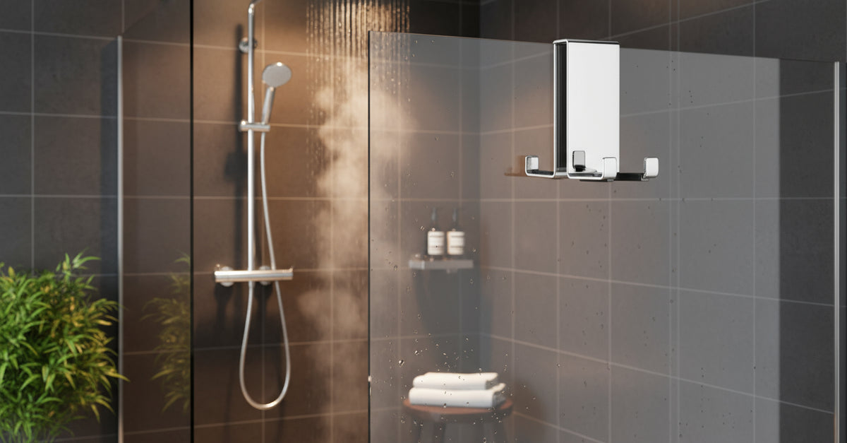 Halter für Duschabtrennung mit 4 Haken – passend für 6, 8 und 10 mm Glas