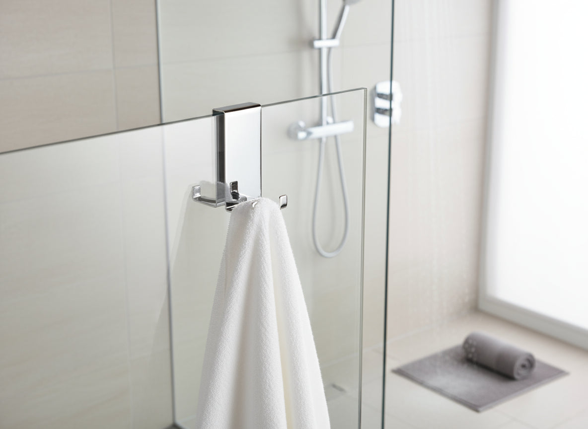 Halter für Duschabtrennung mit 4 Haken – passend für 6, 8 und 10 mm Glas