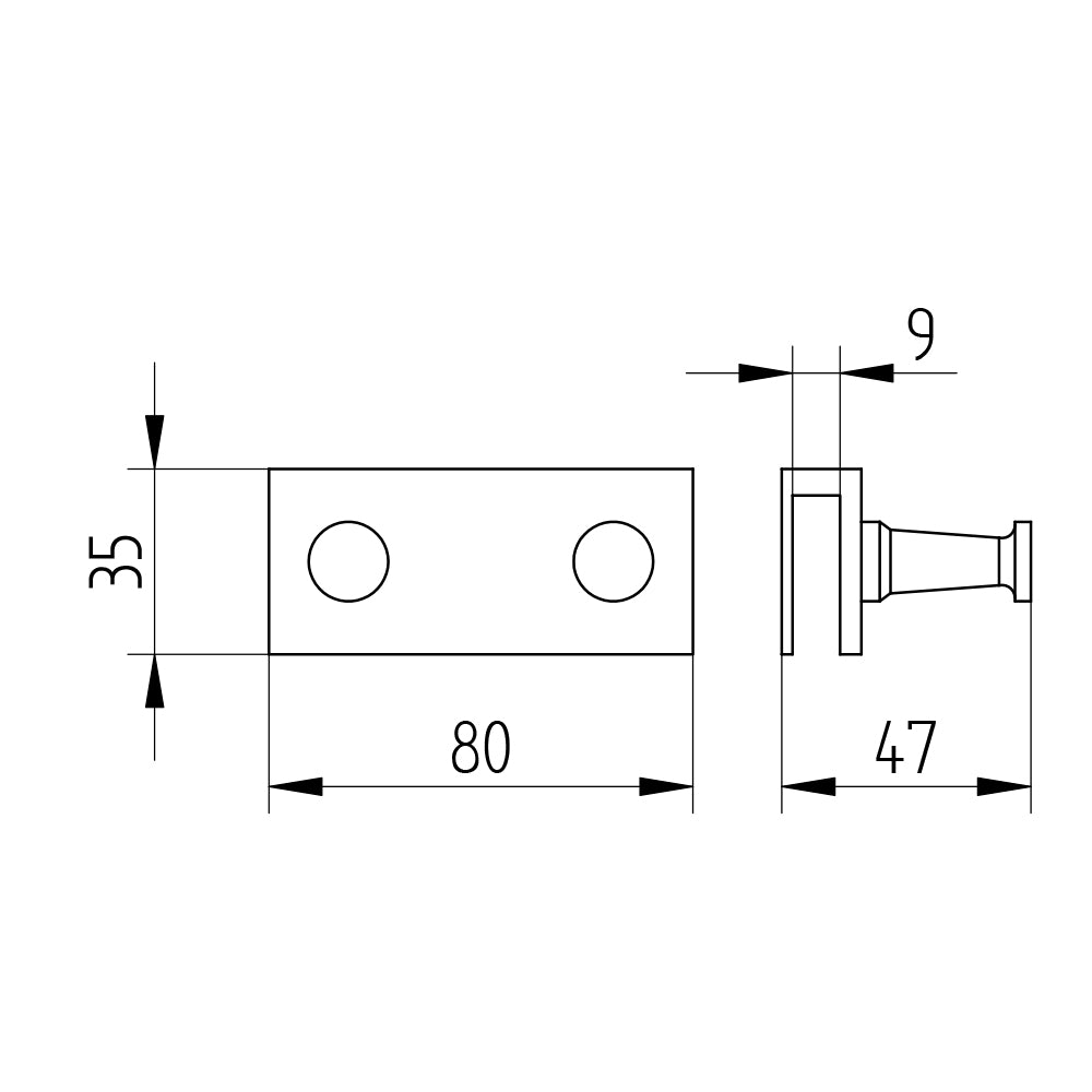 Hakenleiste 2-fach für Duschabtrennung – bis 8 mm Glasstärke