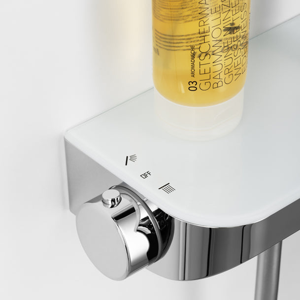 Brause-Set Chrom mit Thermostat – XXL-Regenbrause Ø 250 mm, 3-fach Handbrause, Glasablage – Art.Nr. 900 6630 010