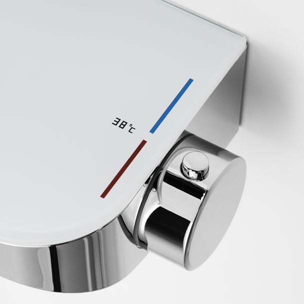 Brause-Set Chrom mit Thermostat – XXL-Regenbrause Ø 250 mm, 3-fach Handbrause, Glasablage – Art.Nr. 900 6630 010