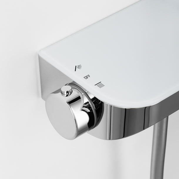 Brause-Set Chrom mit Thermostat – XXL-Regenbrause Ø 250 mm, 3-fach Handbrause, Glasablage – Art.Nr. 900 6630 010