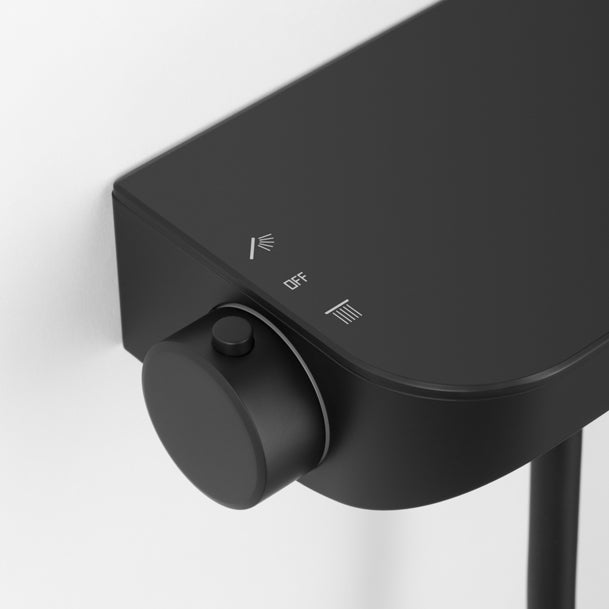 Brause-Set black mit Thermostat – XXL-Regenbrause Ø 250 mm, 3-fach Handbrause, Glasablage – Art.Nr. 900 6630 040