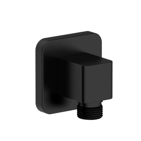 Brause-Wandanschlussbogen eckig mit abgerundeten Ecken, Schwarz matt