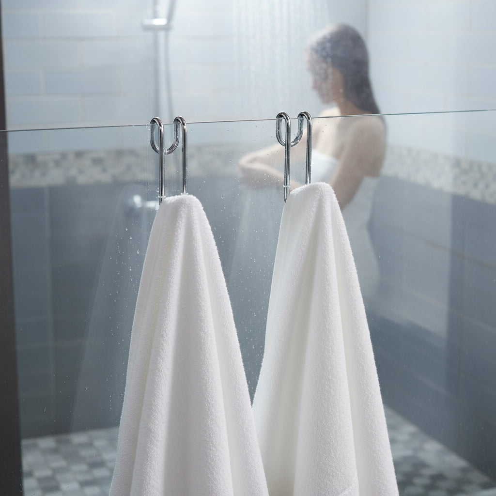 Halter für Duschabtrennung mit 2 Haken – für Glas bis 10 mm