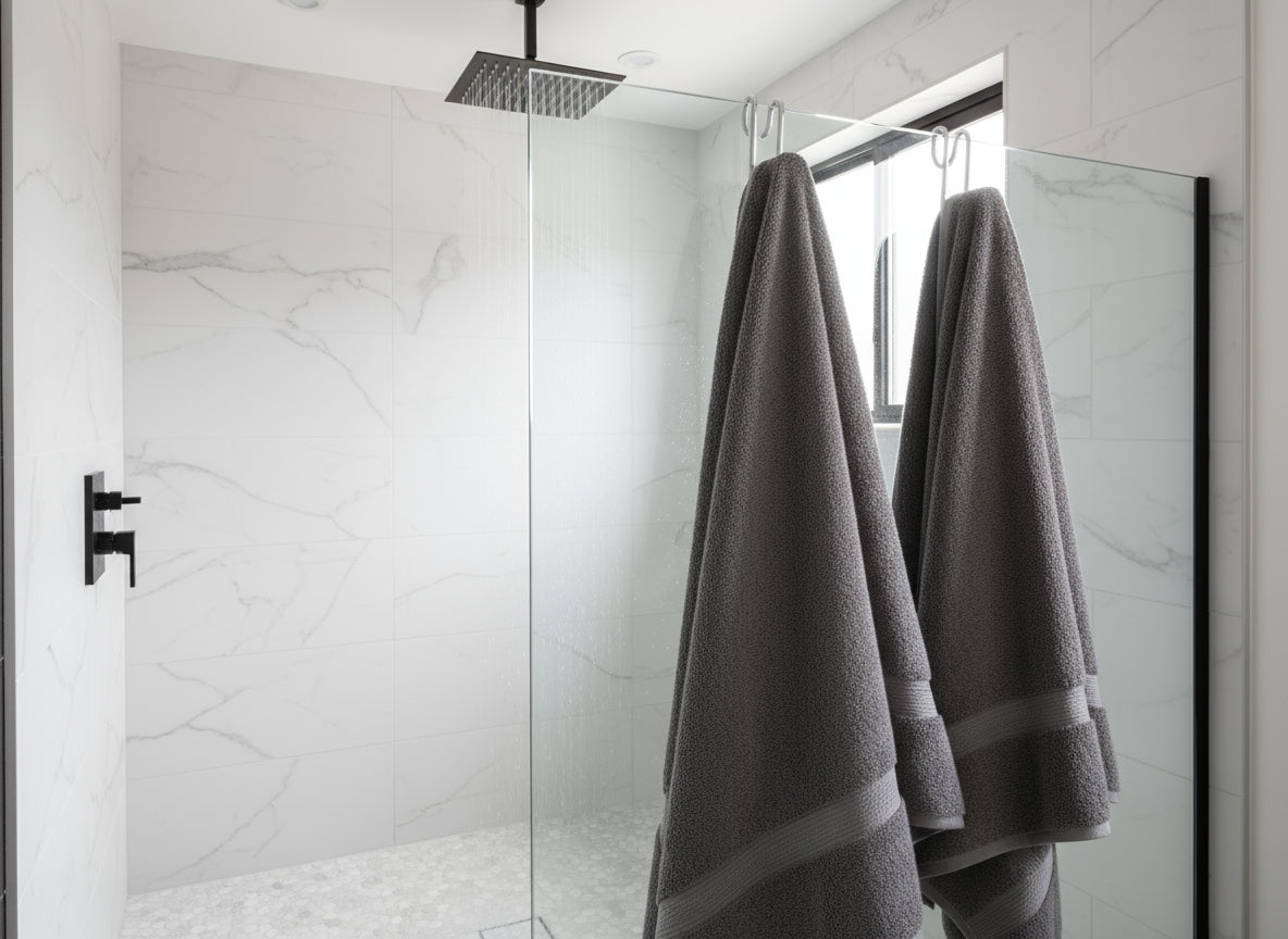 Halter für Duschabtrennung mit 2 Haken – für Glas bis 10 mm