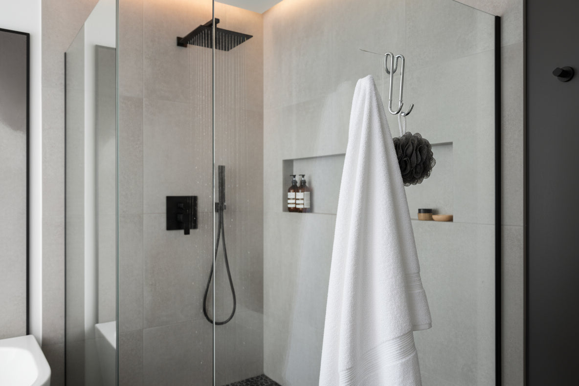 Halter für Duschabtrennung mit 2 Haken – für Glas bis 10 mm