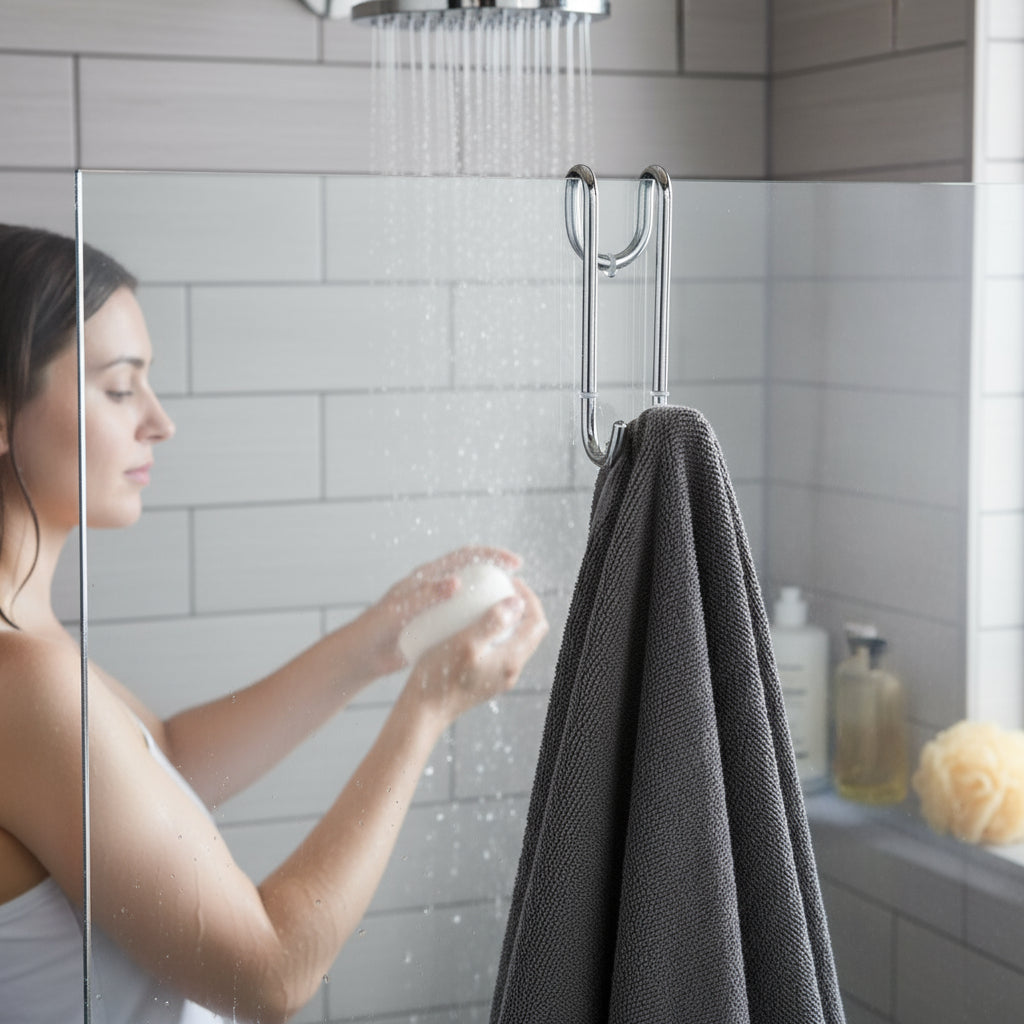 Halter für Duschabtrennung mit 2 Haken – für Glas bis 10 mm