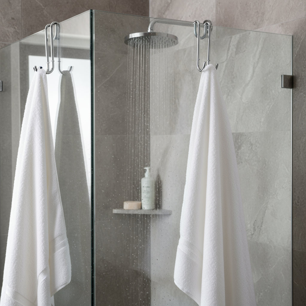 Halter für Duschabtrennung mit 2 Haken – für Glas bis 10 mm