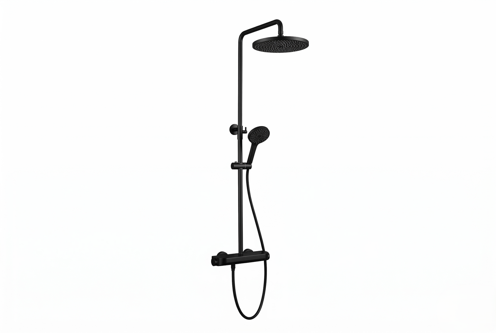 Brause-Set mit Thermostat-Mischbatterie – XXL-Regenbrause Ø 250 mm, 3-fach Handbrause, Glasablage – Schwarz matt oder Chrom