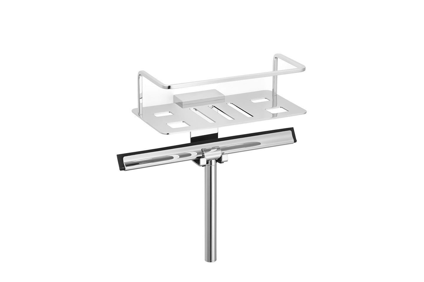 Schwammkorb mit integriertem Glasabzieher, abnehmbar, verchromt