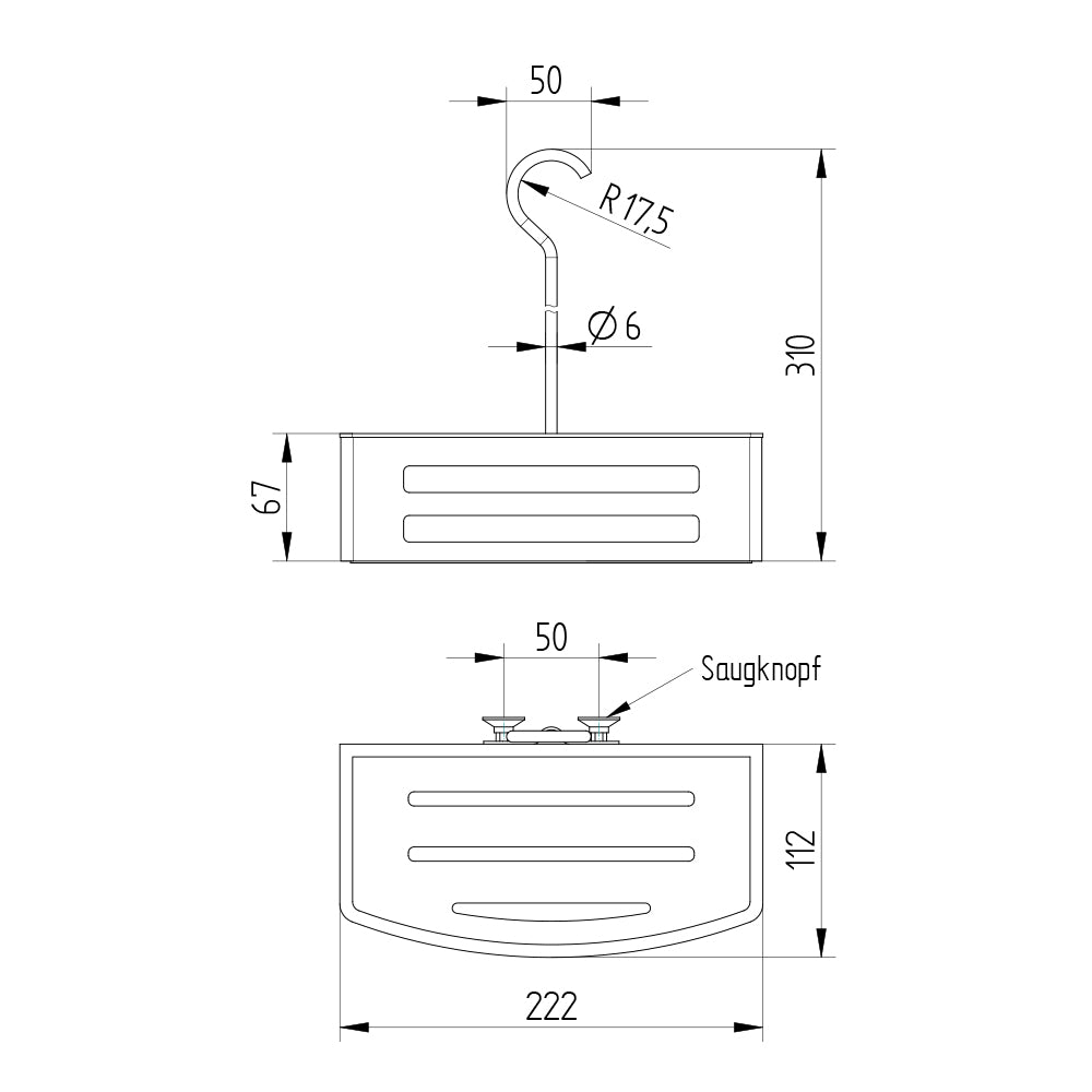 Technische Zeichnung Duschkorb 901 4040
