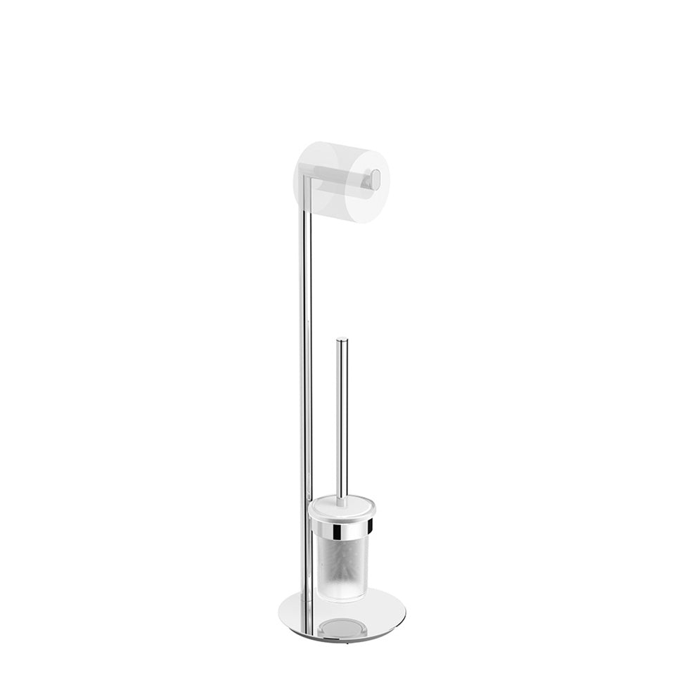 Design-Ständer für WC-Bürste mit Schallschutzring, Chrom