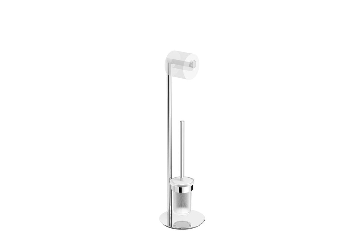 Design-Ständer für WC-Bürste mit Schallschutzring, Chrom