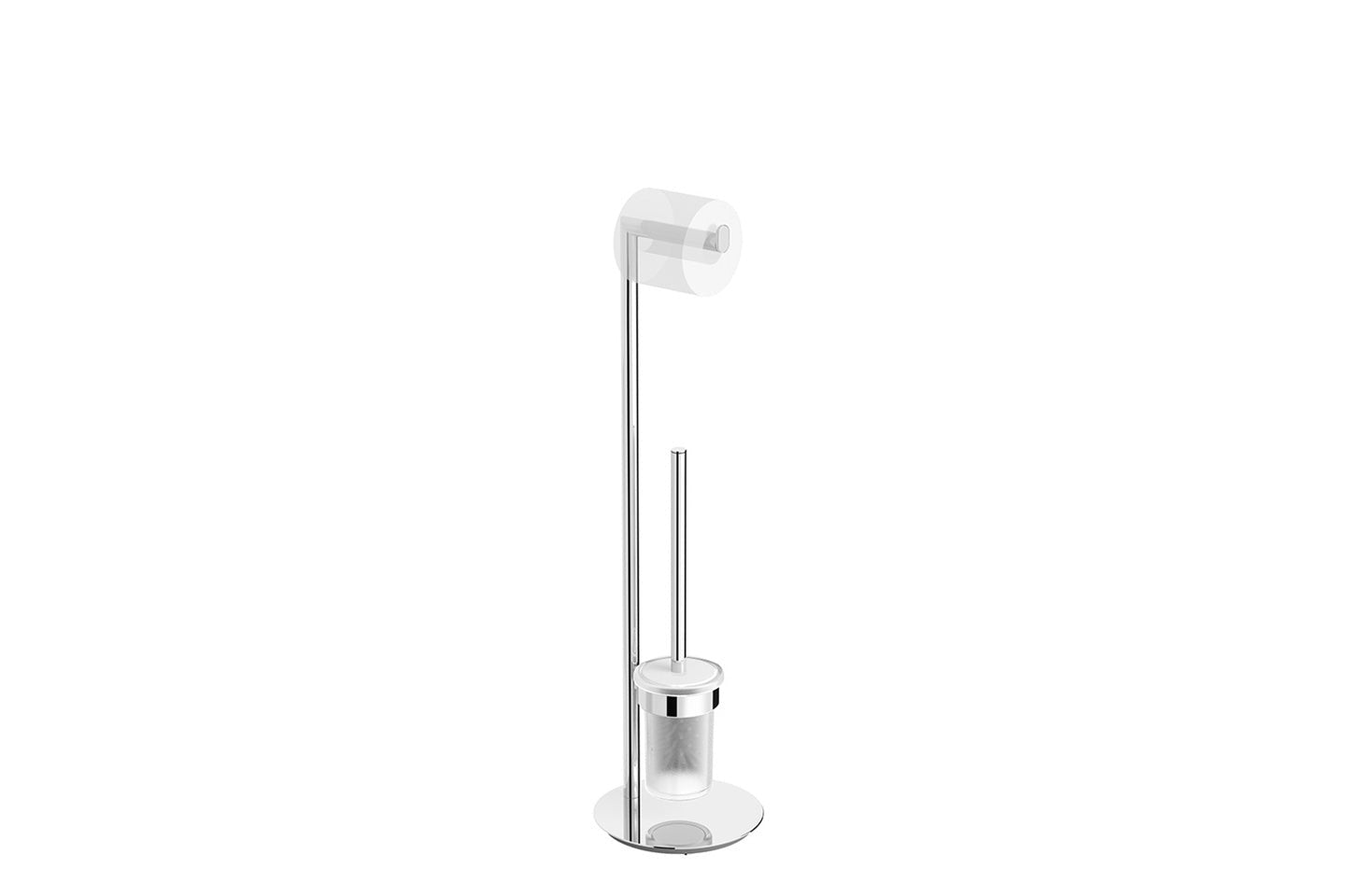Design-Ständer für WC-Bürste mit Schallschutzring, Chrom