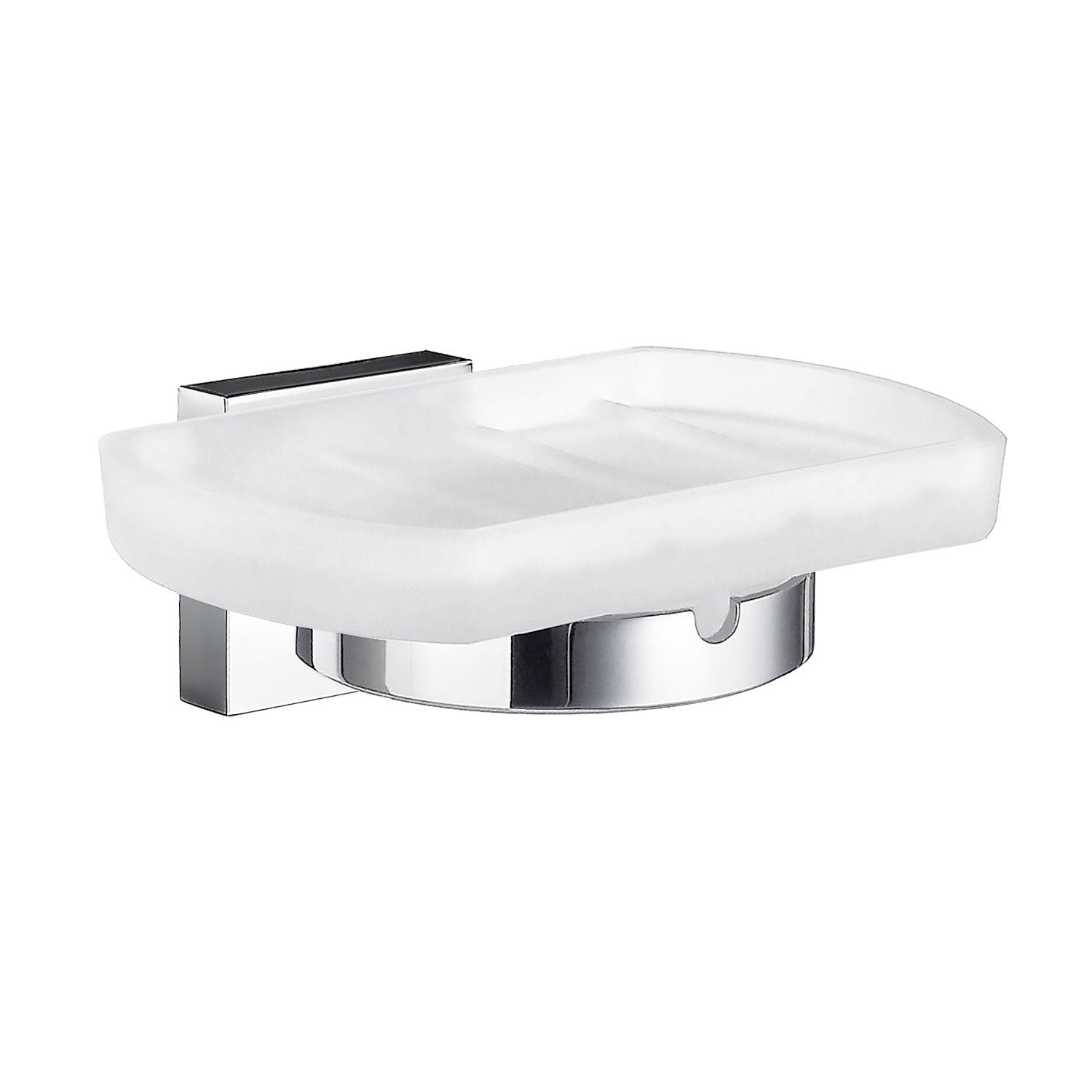 HOUSE Seifenschalenhalter mit Mattglas-Schale, Oberfläche Chrom poliert