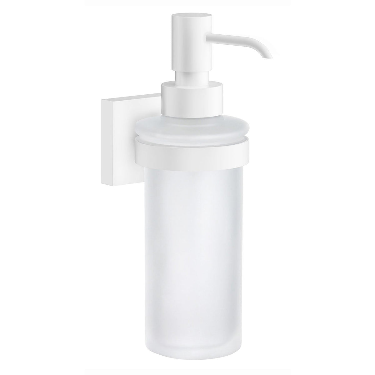 HOUSE Seifenspenderhalter mit Mattglas-Spender Wandmodell, Höhe 180 mm, Oberfläche Weiss matt