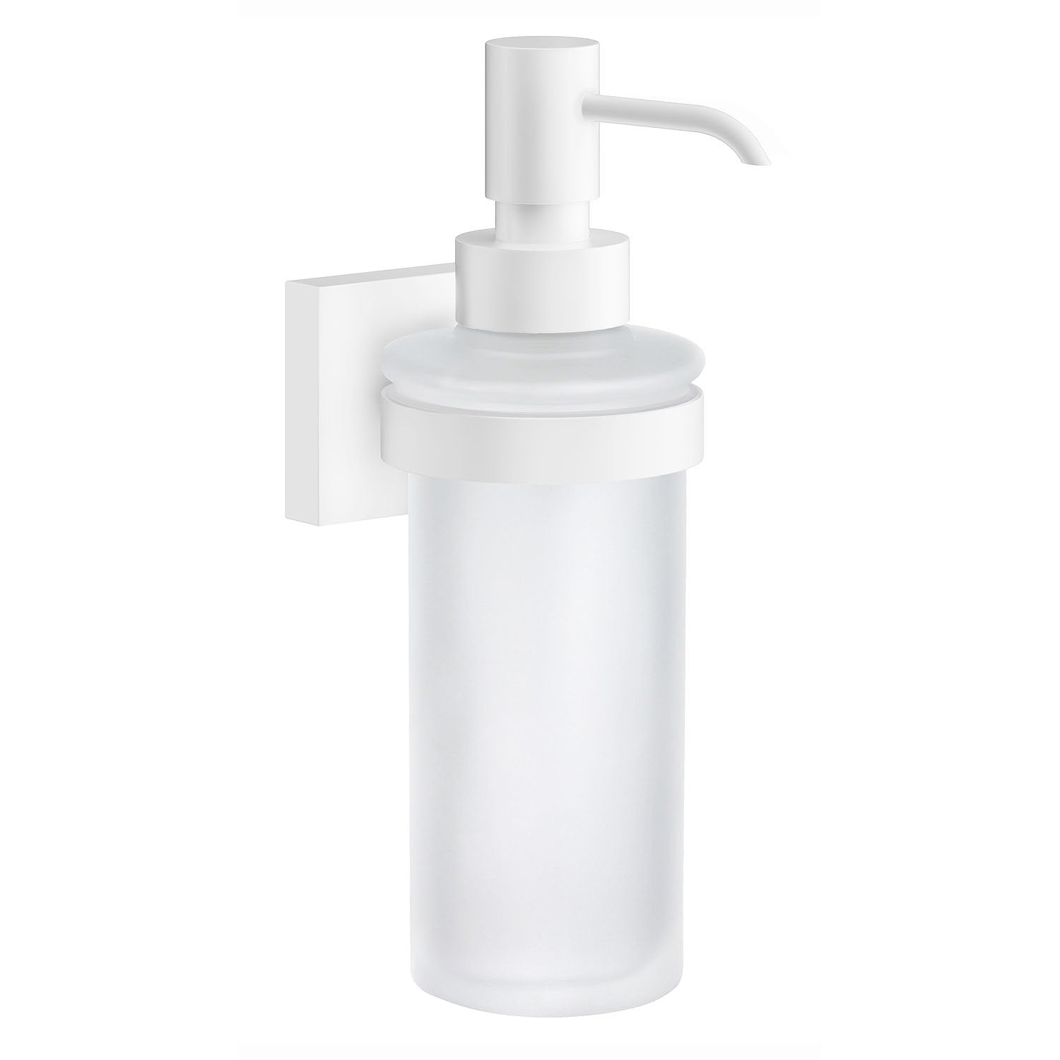 HOUSE Seifenspenderhalter mit Mattglas-Spender Wandmodell, Höhe 180 mm, Oberfläche Weiss matt