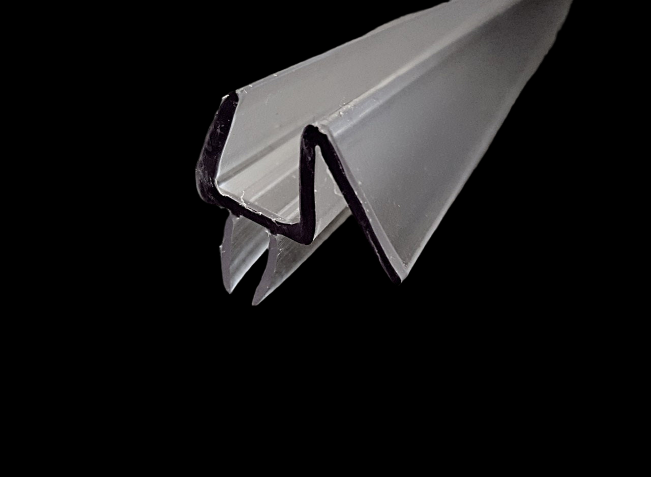 Polycarbonat-Duschdichtung mit doppelter Dichtlippe und Wasserabweiser – Für 6 oder 8 mm Glas – Art.Nr. 956/914