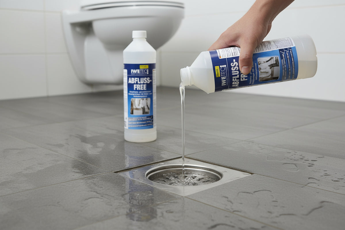 Iwetec Abfluss-Free Flüssig-Rohrreiniger 1 Liter – Chlorfrei, geruchslos, löst organische Verstopfungen