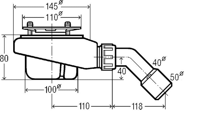 Flacher Duschwannenablauf mit DN40/DN50 Anschluss – für 90 mm Ablauföffnung