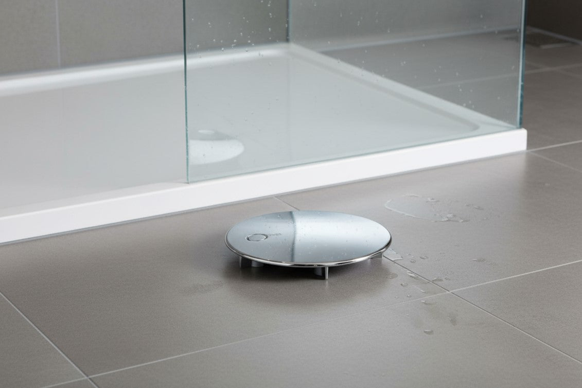 Abdeckhaube für Duschwannenablauf 90 mm – Ø 115 mm, verchromt, Kunststoff