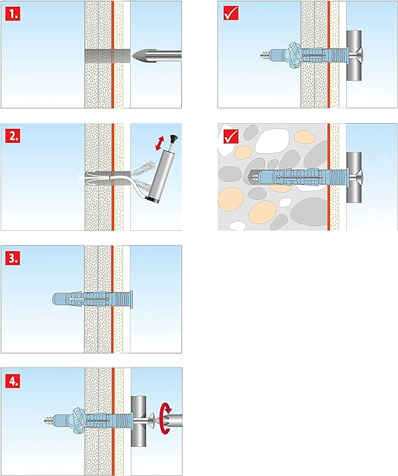 TOX Aqua Stop Pro, abdichtender Allzweckdübel für Nassbereiche, 6 mm und 8 mm, inklusive Schraube Edelstahl Schraube, TX Antrieb,