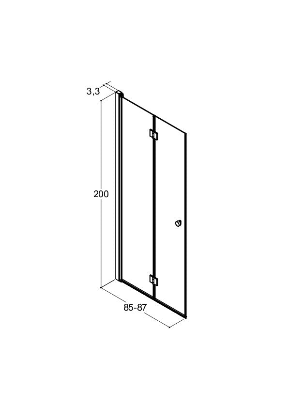 Maßzeichnung Match Falttür, Höhe 200 cm