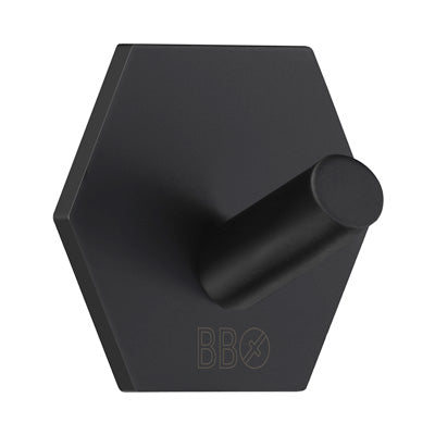 Design Haken Hexagon, selbstklebend, Matt Schwarz oder Edelstahl verchromt, Art.Nr. 1160