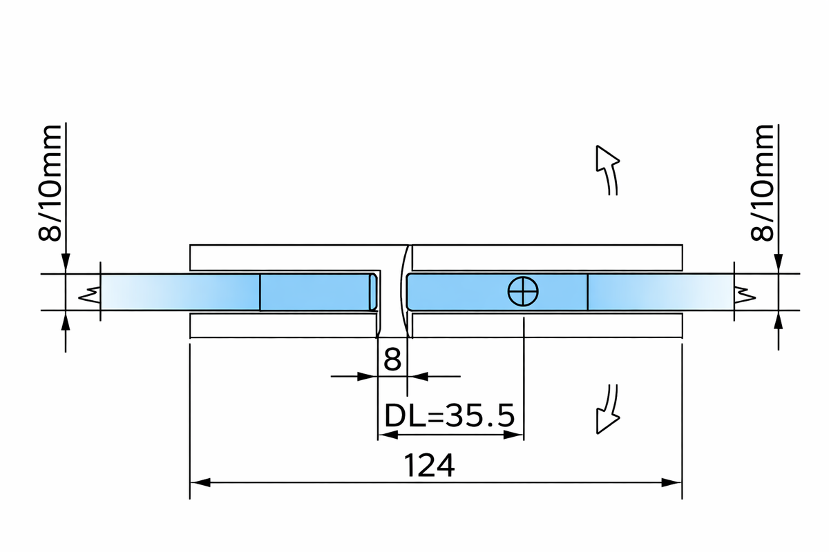 Bellagio Pendeltürband 180° Glas-Glas – 8/10 mm ESG, 50 kg, einstellbar – Art.Nr. BEL380