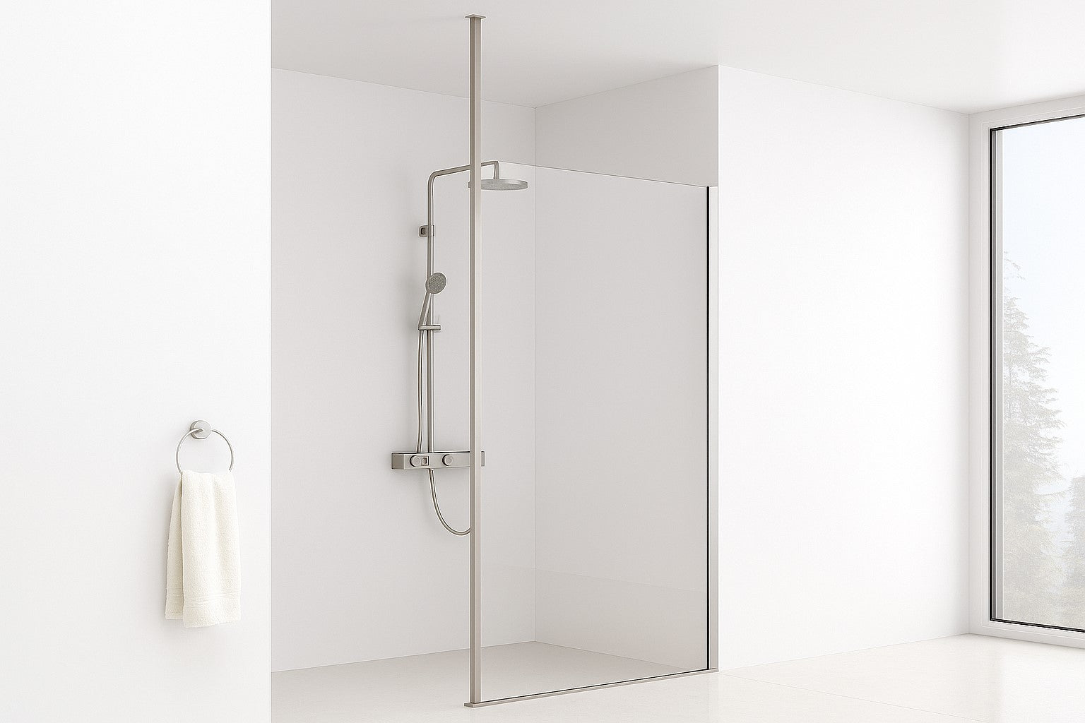 Walk-in Pfosten-Set Typ Vigo – Vertikale Stabilisierung für freistehende Glasscheiben – Ø 30 mm – Art.Nr. BO521543