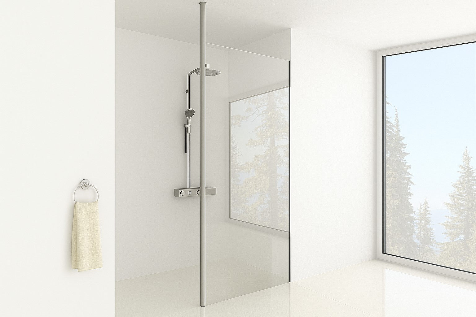 Walk-in Pfosten-Set Typ Vigo – Vertikale Stabilisierung für freistehende Glasscheiben – Ø 30 mm – Art.Nr. BO521543