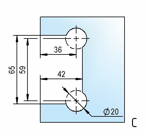 Glasbearbeitung Pendeltürband Glas-Wand 90°, Fuge 8 mm mit Dichtung